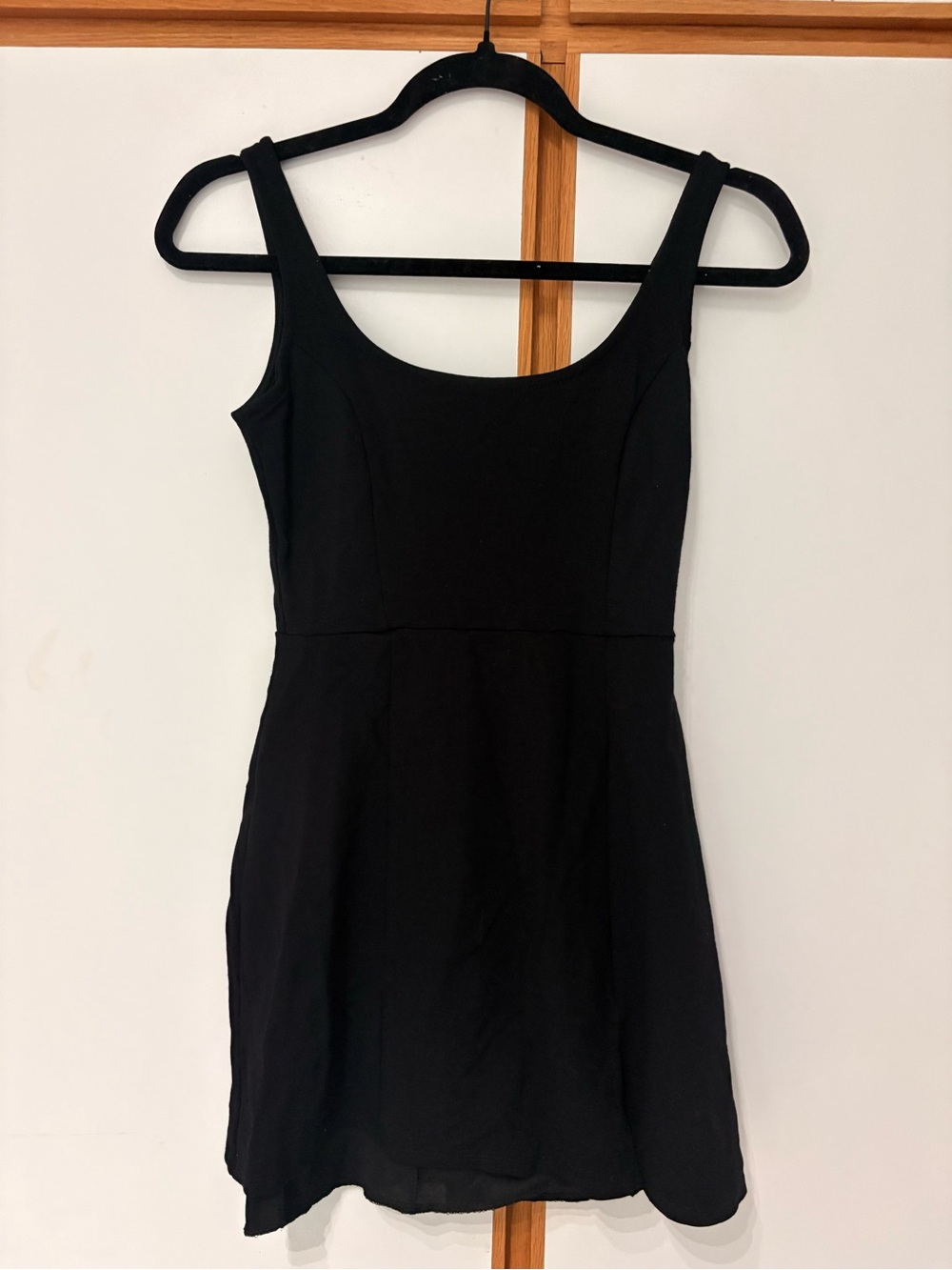 Lulu's Black Mini Dress with Small Slit